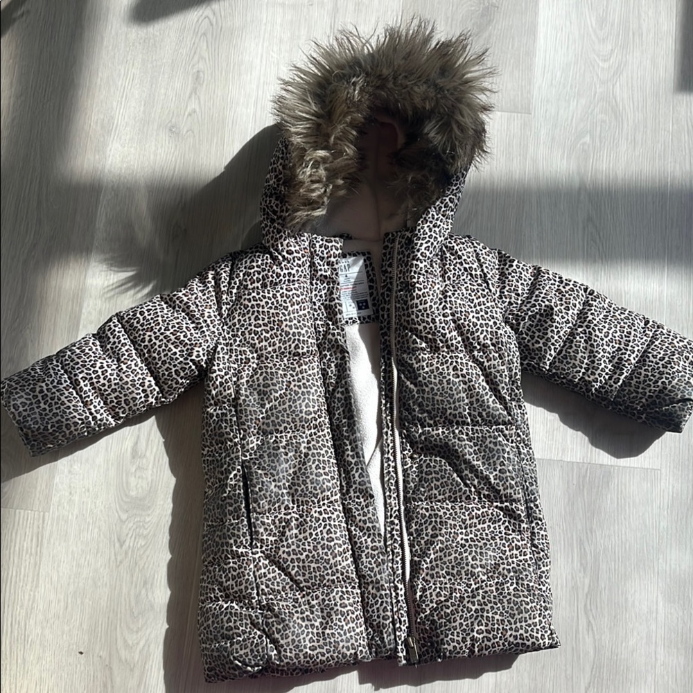 GAP Kids Leopard Print Puffer Jacket